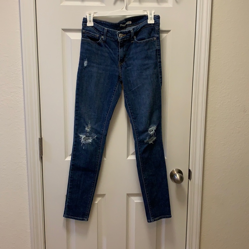 Levi’s- distressed skinny jeans